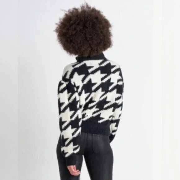 DEX Houndstooth Cropped Mock Neck Sweater NWT Sz XL - Picture 6 of 14